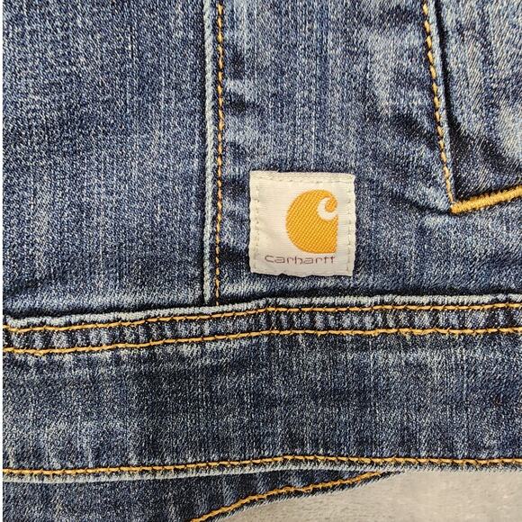 Carhartt Vest Womens M Blue Sleeveless Stretch Denim Jacket Grunge Outdoors Y2K - Picture 2 of 9